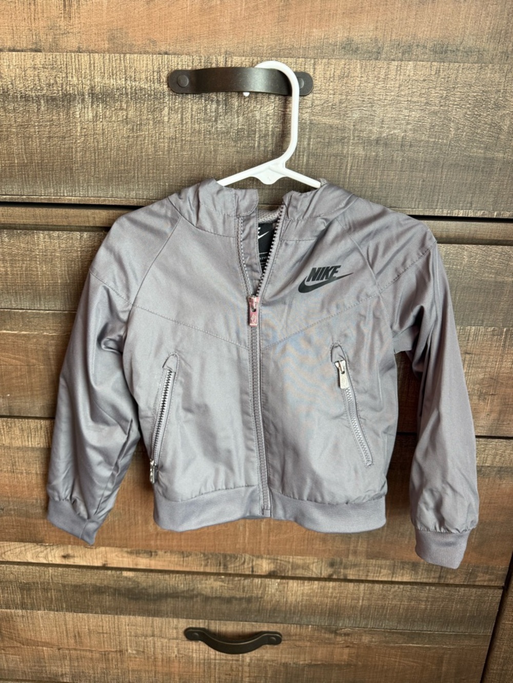 Nike Kids Gray Hooded Lightweight Jacket